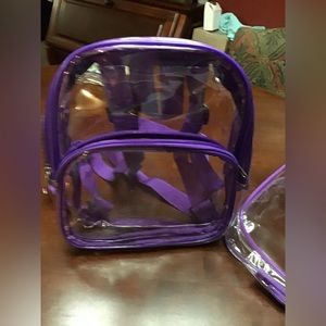 2pc Mini with purple trim clear backpack